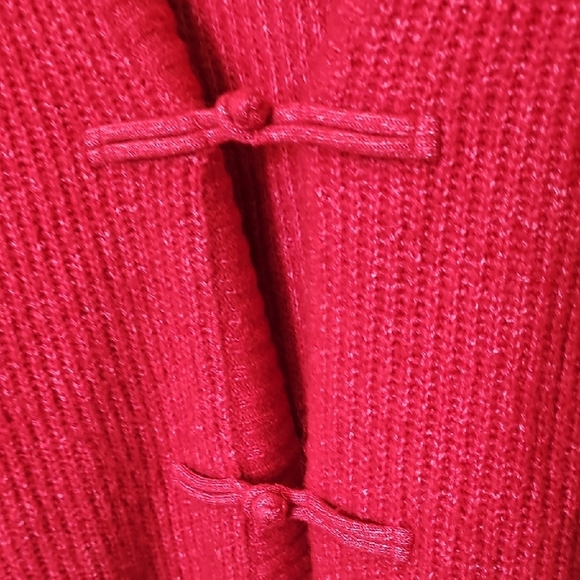 H&M Oversized Slouchy Toggle Button Red and White Wool Blend Cardigan XL - Picture 3 of 7